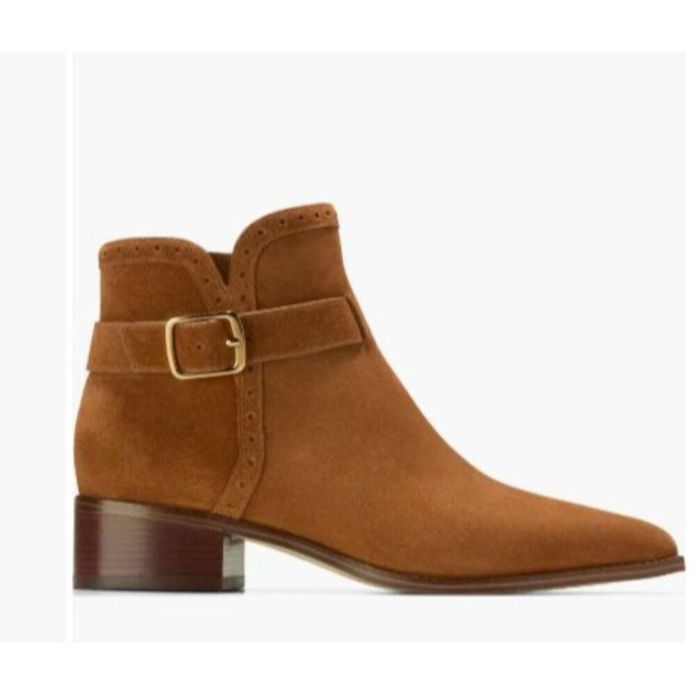 Cole Haan Womens Brown Suede Side Zip Up Norella Buckle Ankle Bootie Sz 9 B New